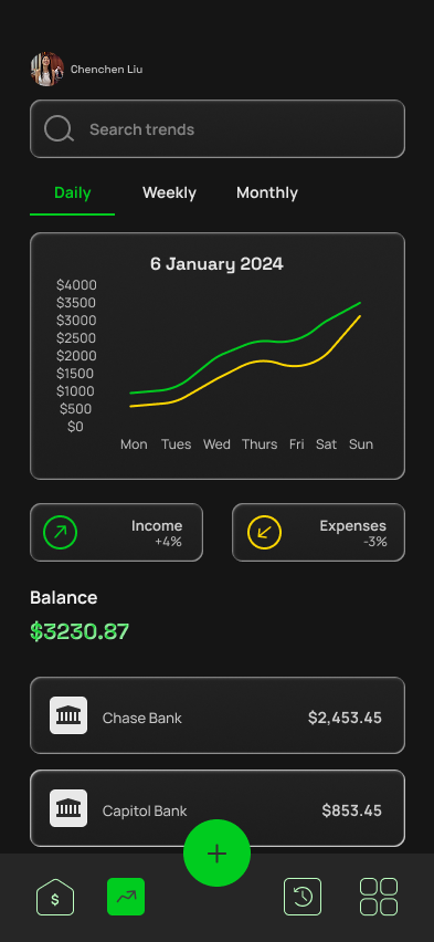 Detailed expenses screen: final hi-fi mockup