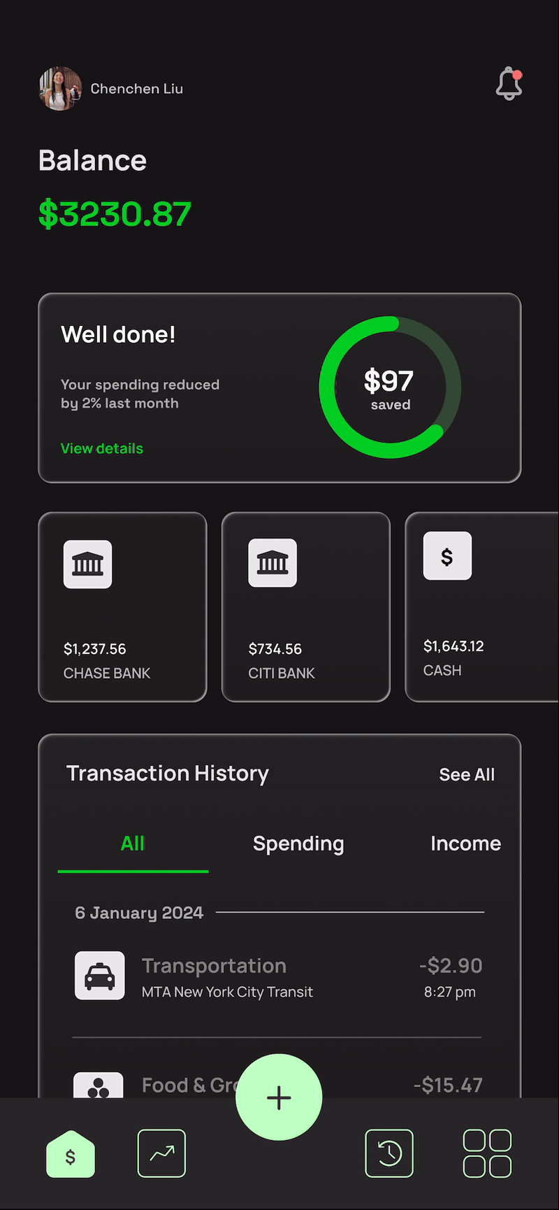 Add Transaction flow — final design