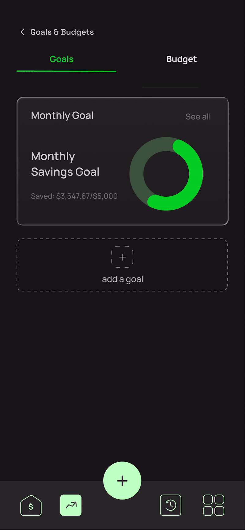 Create and Track Spending Goals flow — final design