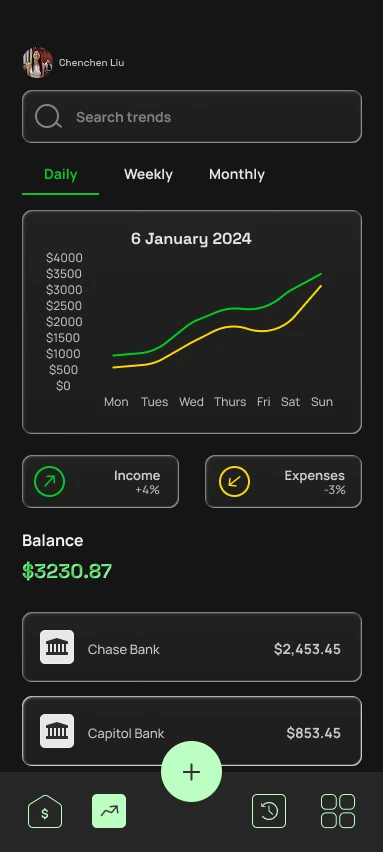 Detailed expenses screen — final hi-fi mockup